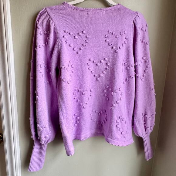 Lilly Pulitzer Lavender Purple Kippa Heart Puff Knit Sweater Bishop Sleeve - Picture 6 of 7